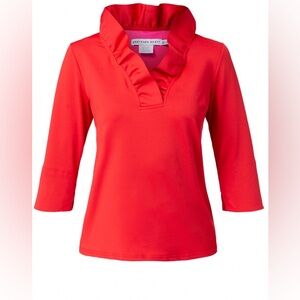 Gretchen Scott Red Ruffle Top XS Retail $109